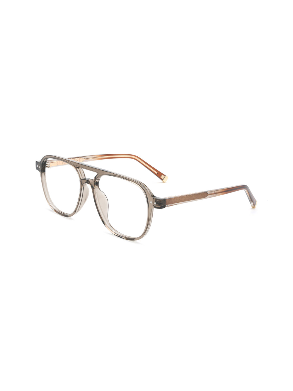 Aviator Brille Faro in Braun-Transparent, Schrägansicht (45 Grad)