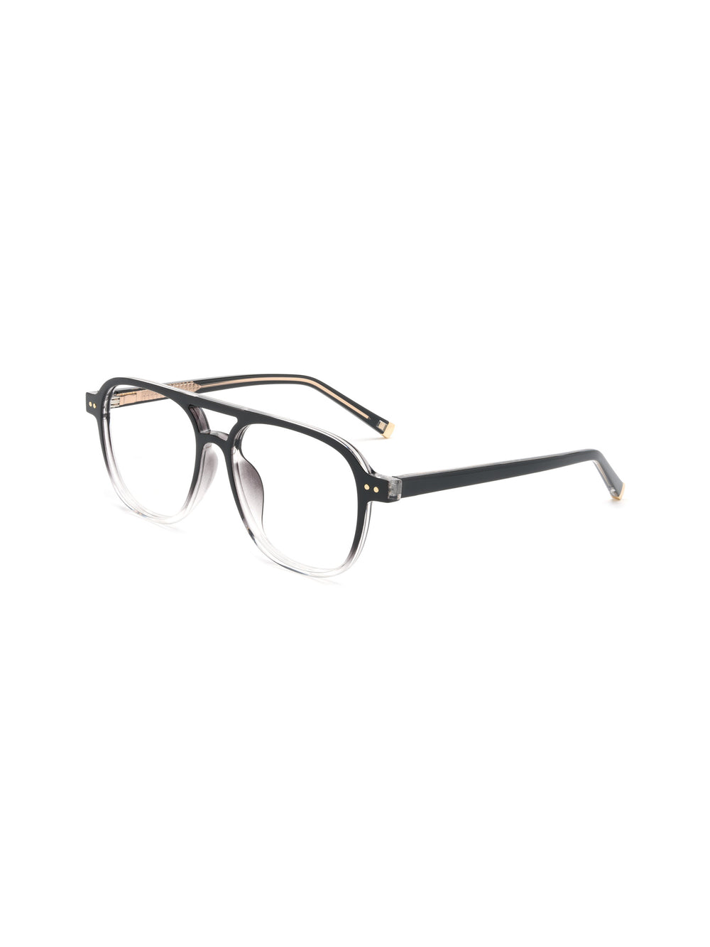 Aviator Brille Faro in Schwarz-Transparent, Schrägansicht (45 Grad)