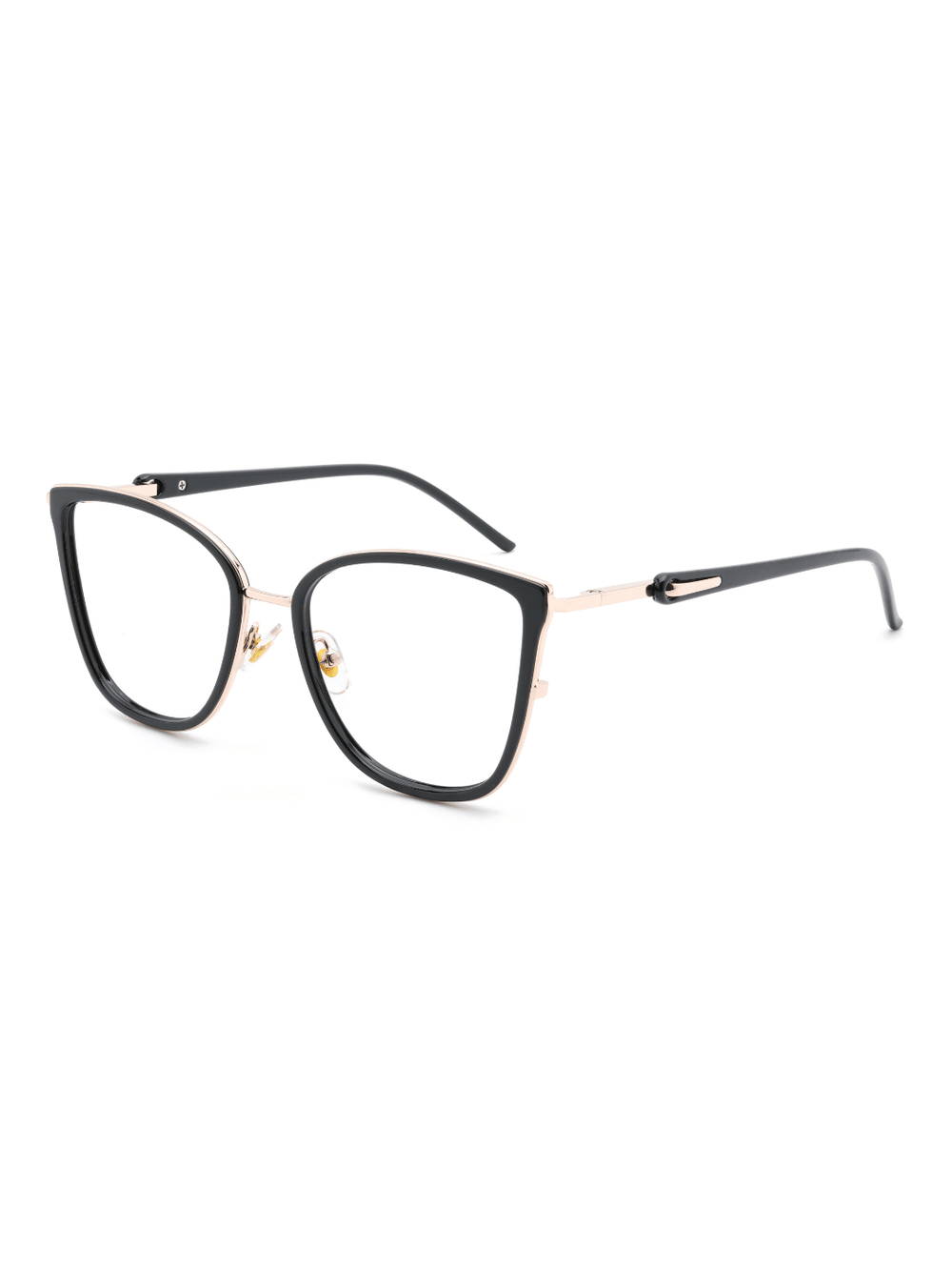 Cat Eye Brille Braga aus Metall und TR90 in Schwarz, Schrägansicht (45 Grad)
