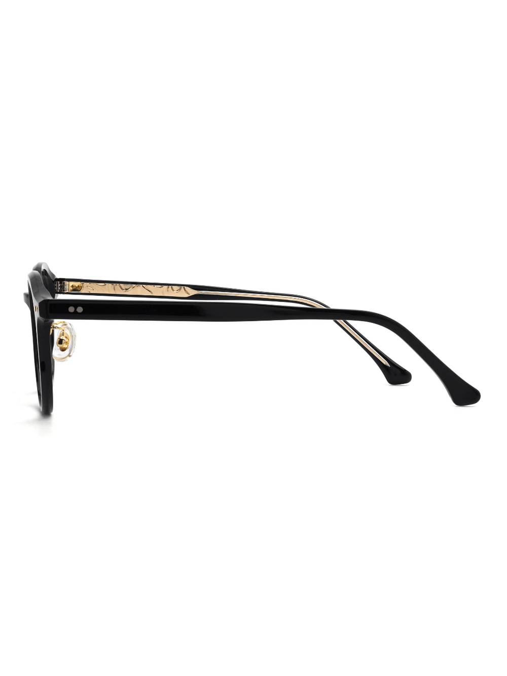 Panto Brille Gent aus TR90 und Acetat in Schwarz, Seitenansicht