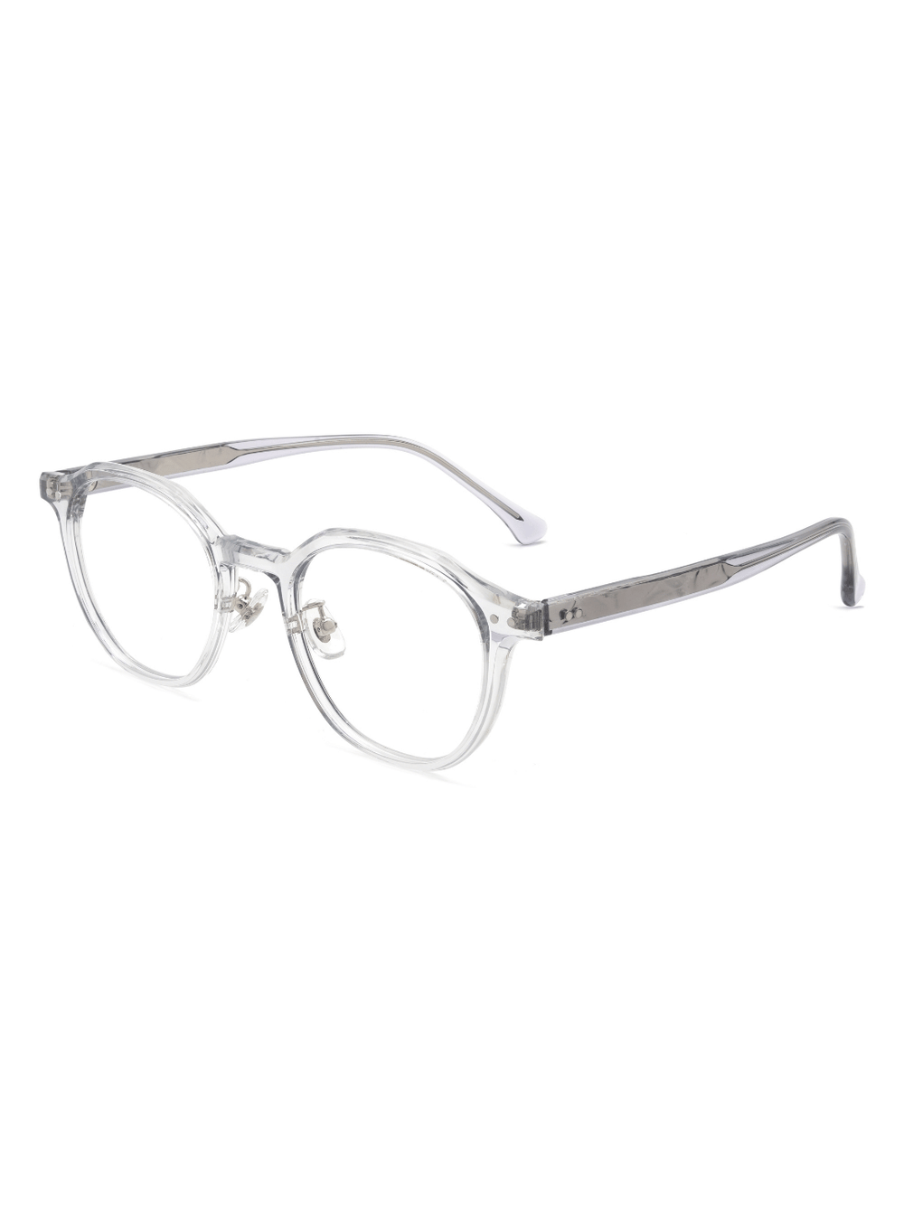 Panto Brille Gent aus TR90 und Acetat in Transparent, Schrägansicht (45 Grad)