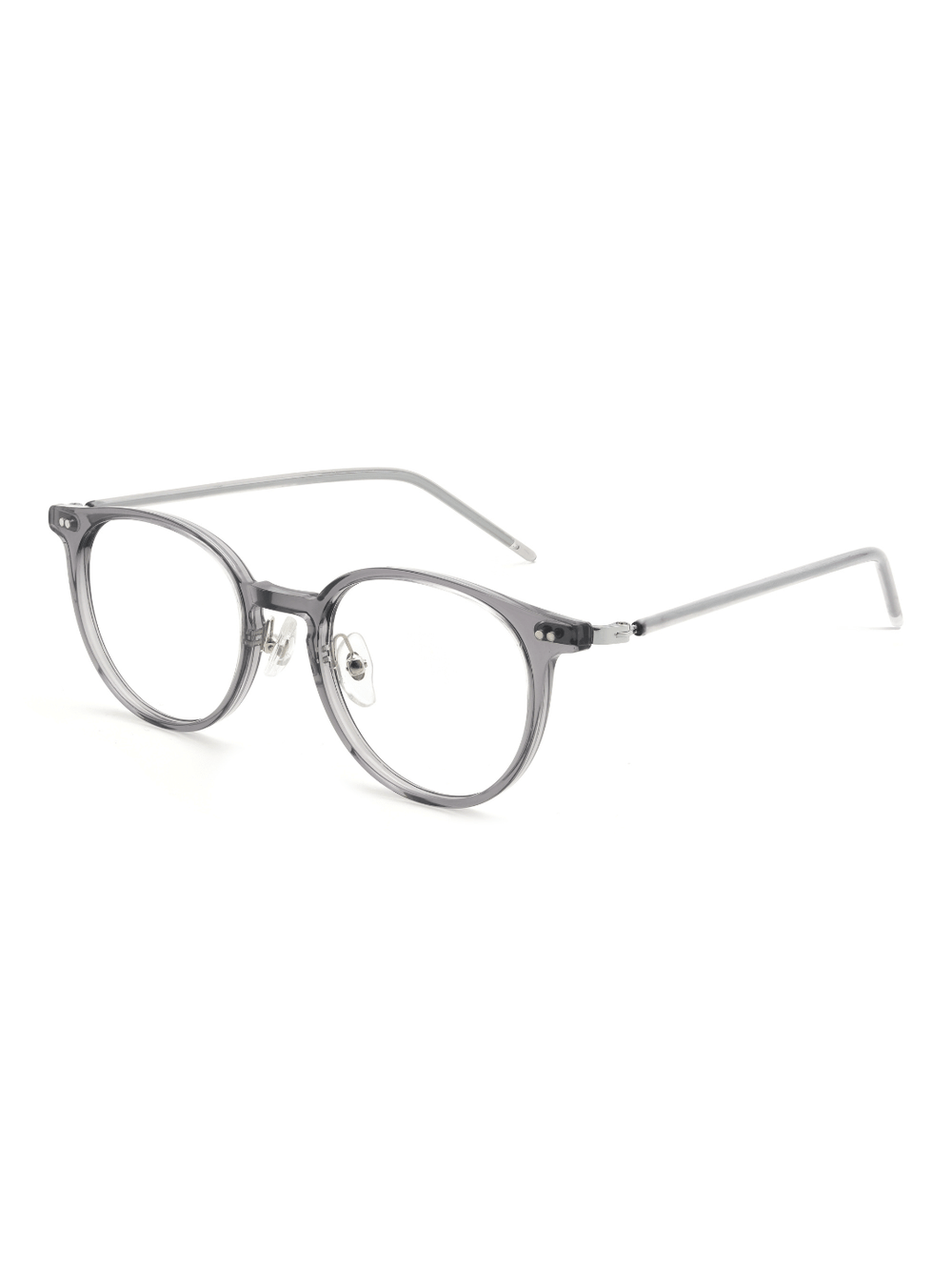Panto Brille Valencia aus TR90 und Acetat in Blau, Schrägansicht (45 Grad)