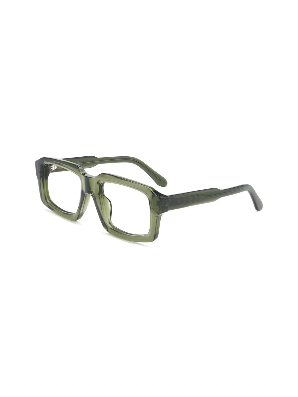 Rechteckige Acetatbrille Zaragoza in Olivgrün, Schrägansicht (45 Grad)