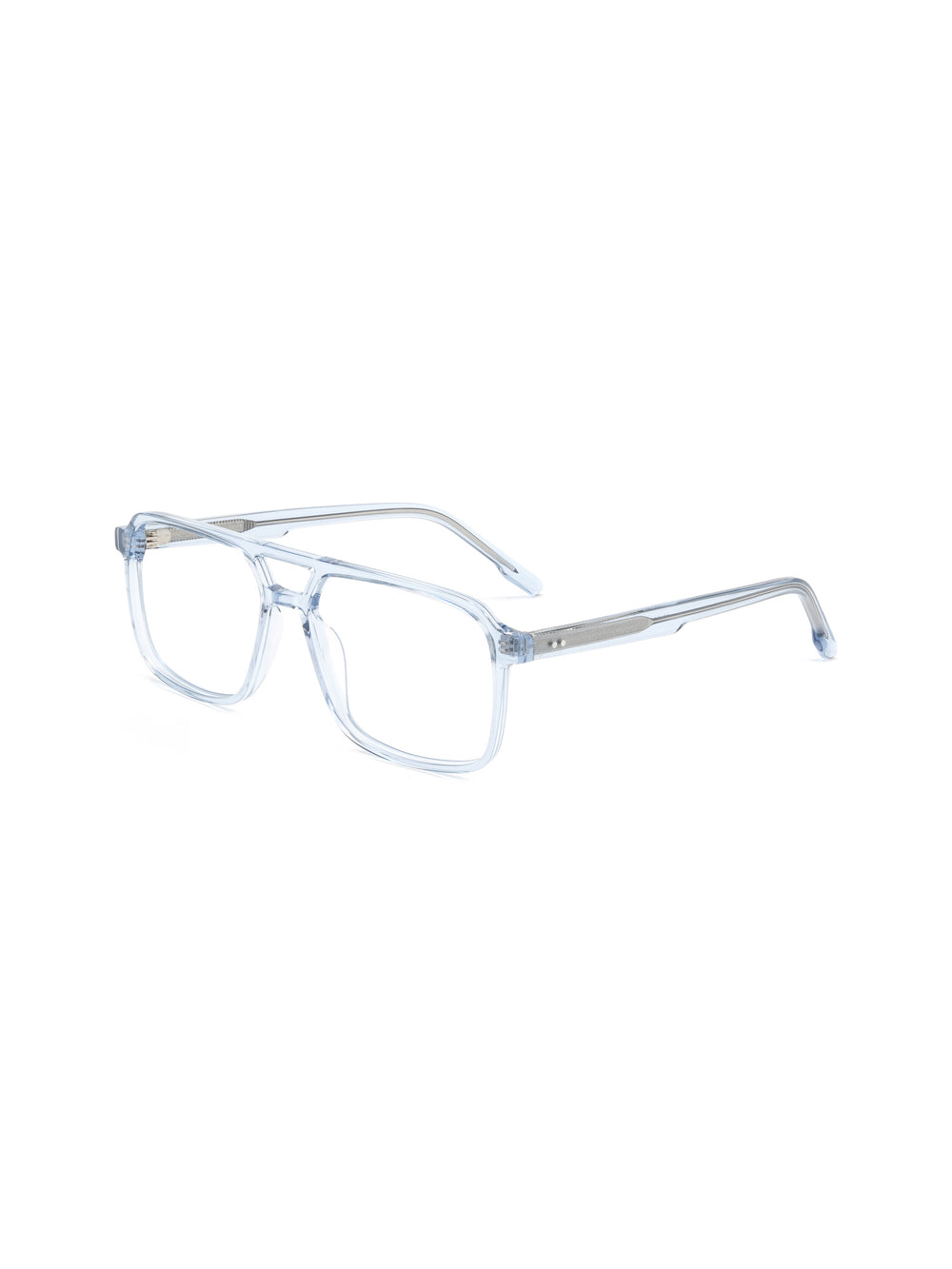 Rechteckige Brille Maribor aus TR90 in Transparent Blau, Schrägansicht (45 Grad)