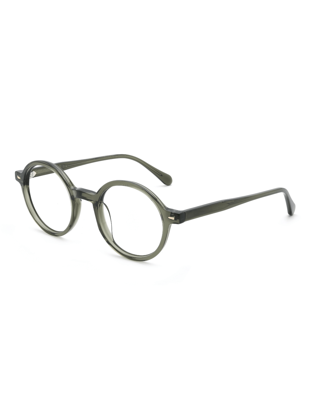 Runde Brille Tallinn aus Acetat in Transparent Grün, Schrägansicht (45 Grad)
