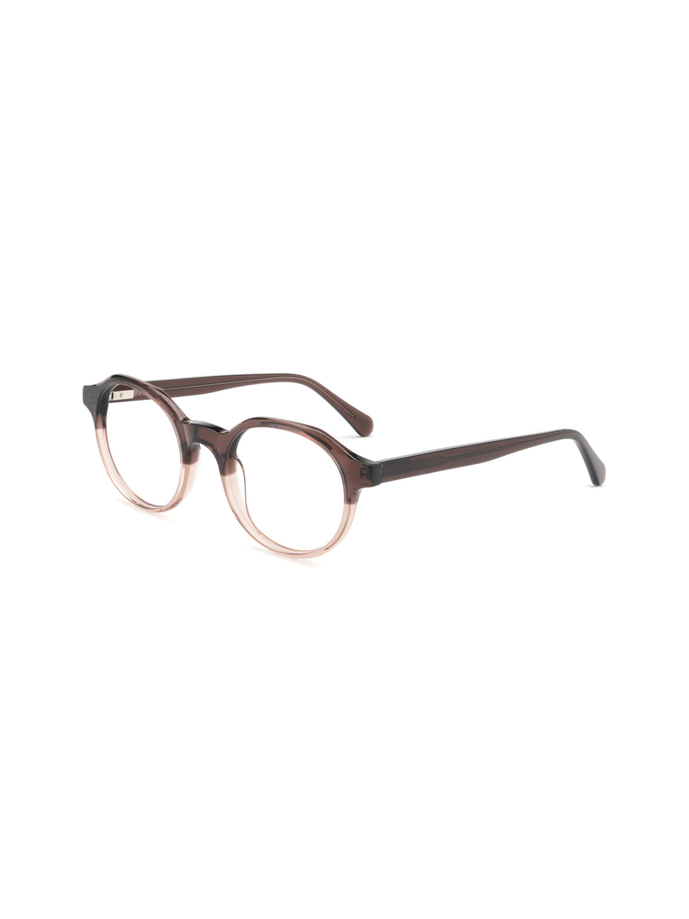 Runde Brille Zadar aus Acetat in Braun/Transparent, Schrägansicht (45 Grad)