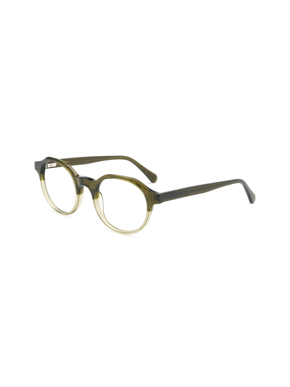 Runde Brille Zadar aus Acetat in Grün/Transparent, Schrägansicht (45 Grad)