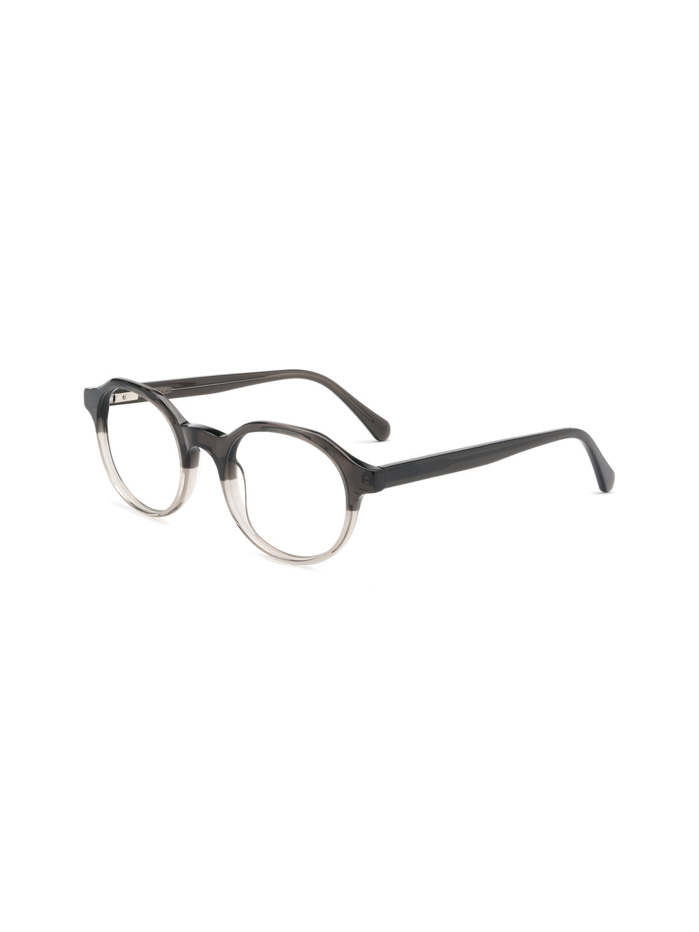 Runde Brille Zadar aus Acetat in Schwarz/Transparent, Schrägansicht (45 Grad)