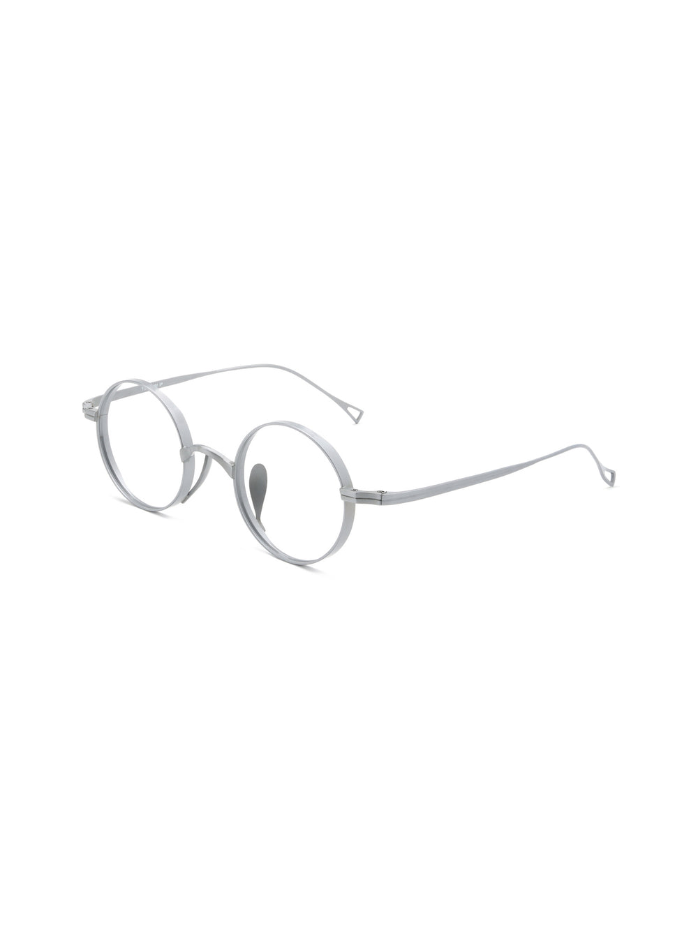 Runde Metallbrille Malaga in Silber, Schrägansicht (45 Grad)