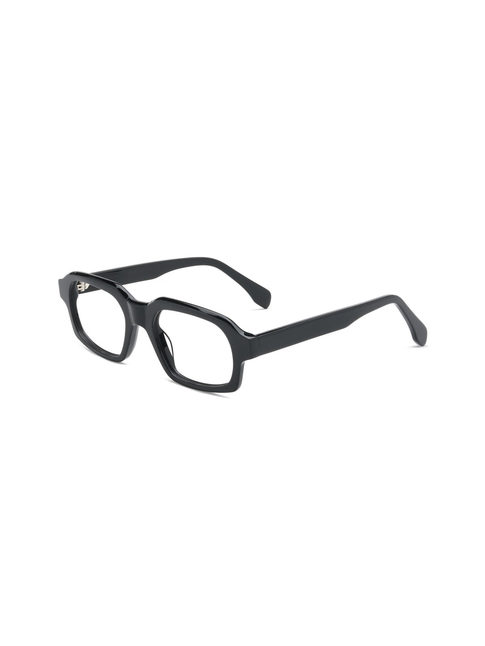 Quadratische Brille Split aus Acetat in Schwarz, Schrägansicht (45 Grad)