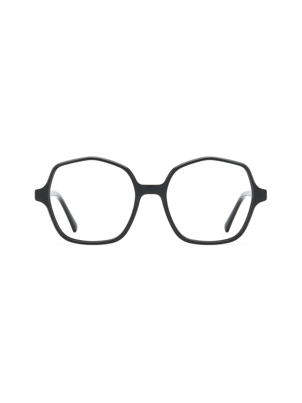 Hexagonale Acetatbrille Trieste in Schwarz, Frontalansicht
