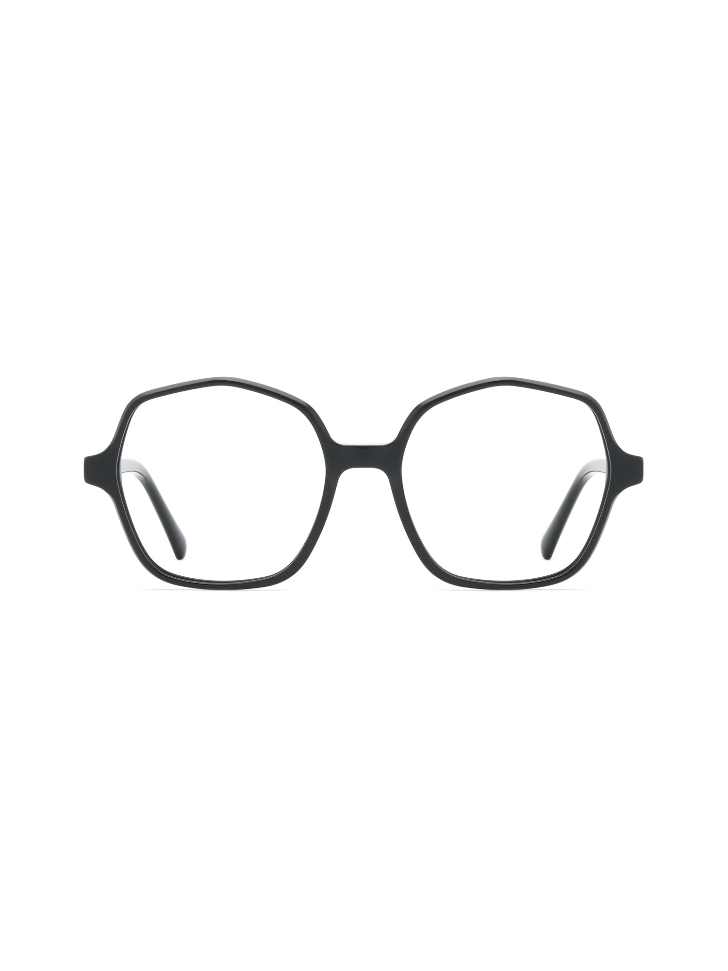 Hexagonale Acetatbrille Trieste in Schwarz, Frontalansicht