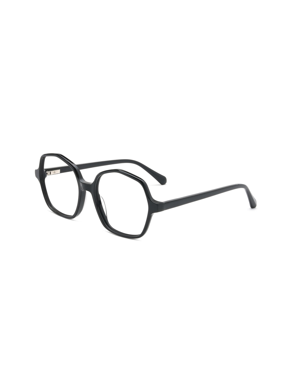 Hexagonale Acetatbrille Trieste in Schwarz, Schrägansicht (45 Grad)
