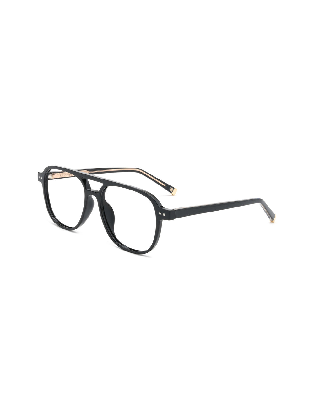 Aviator Brille Faro in Schwarz, Schrägansicht (45 Grad)