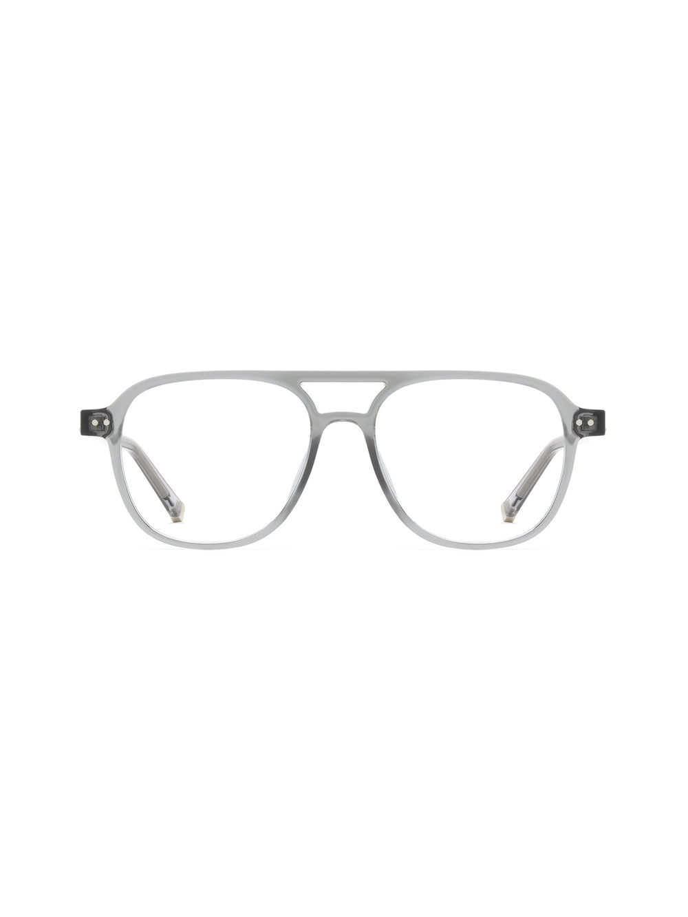 Aviator Brille Faro in transparentem Grau, Frontalansicht