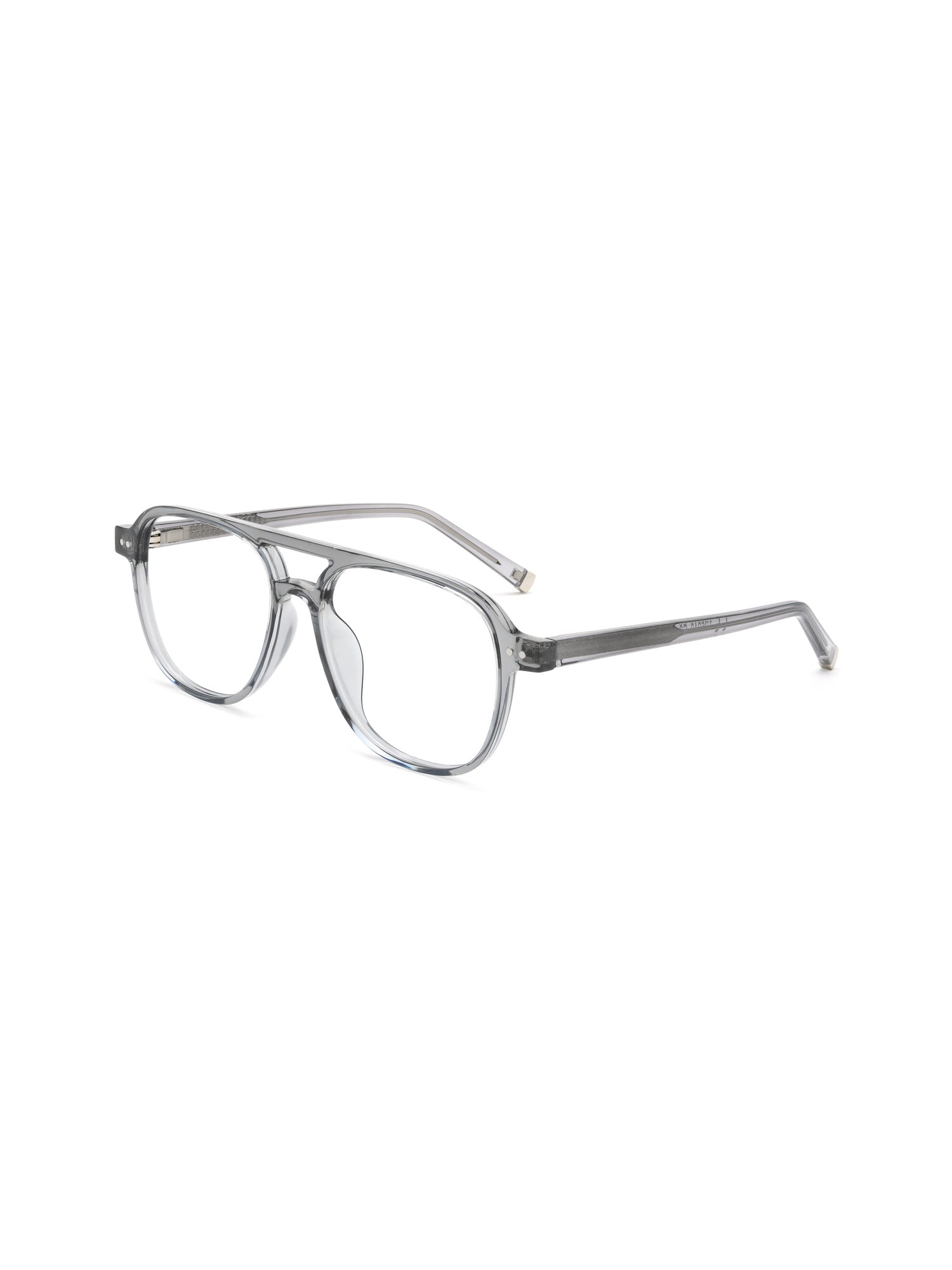 Aviator Brille Faro in Transparent-Grau, Schrägansicht (45 Grad)