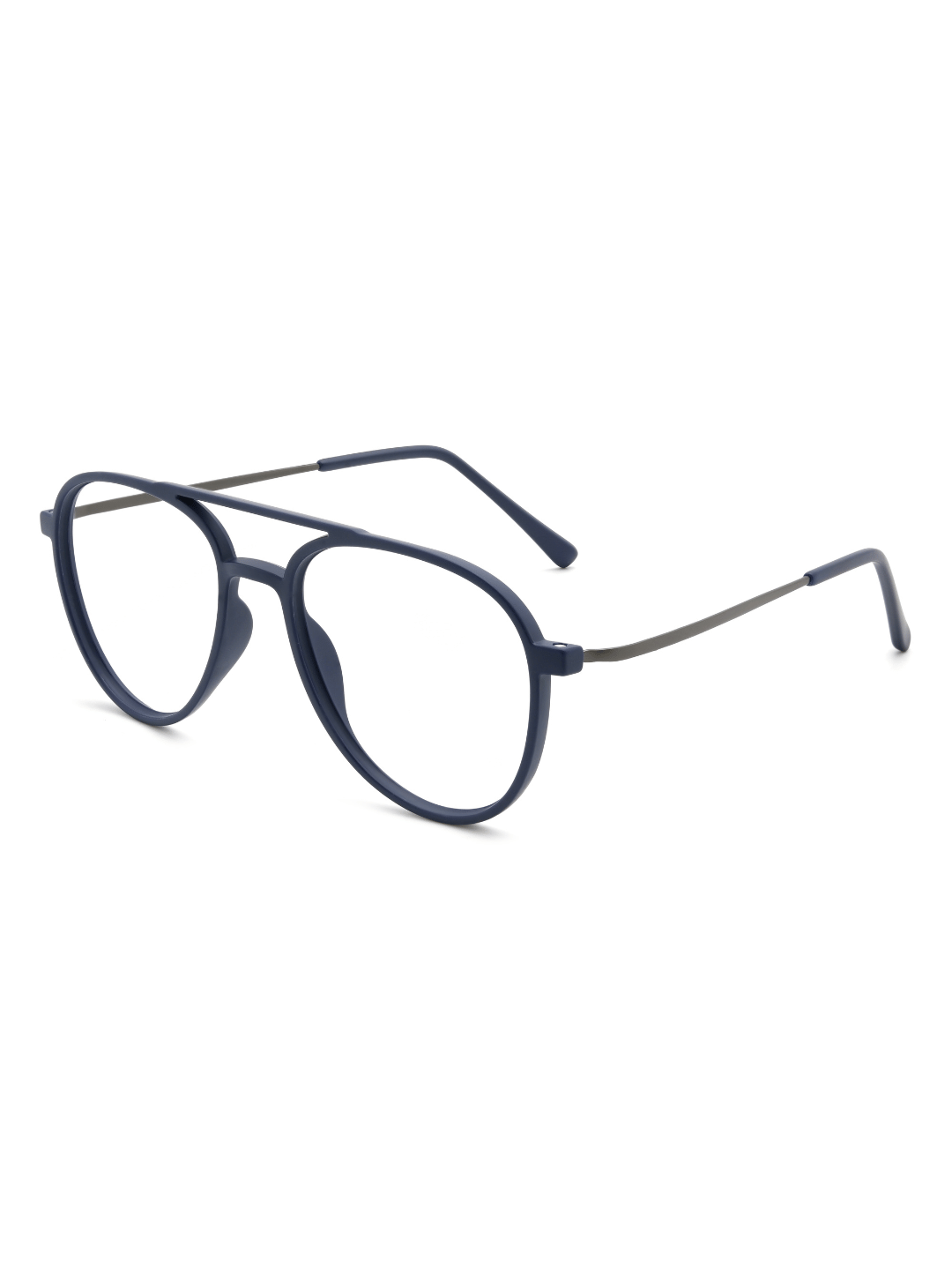 Aviator Brille Lund aus TR90 und Metall in Blau, Schrägansicht (45 Grad)