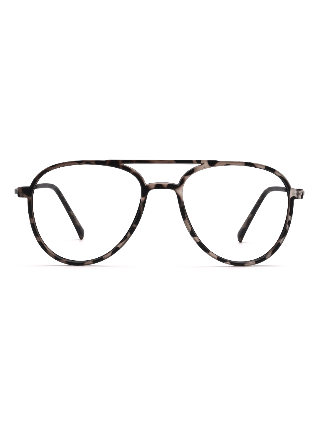 Aviator Brille Lund aus TR90 und Metall in Grau Havana, Frontalansicht