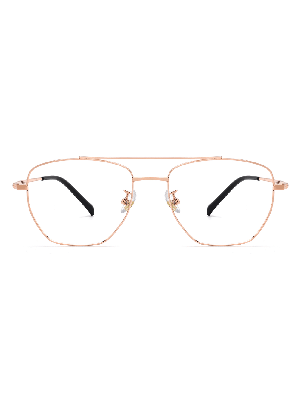 Aviator Brille Rotterdam aus Titanium in Rose Gold, Frontalansicht