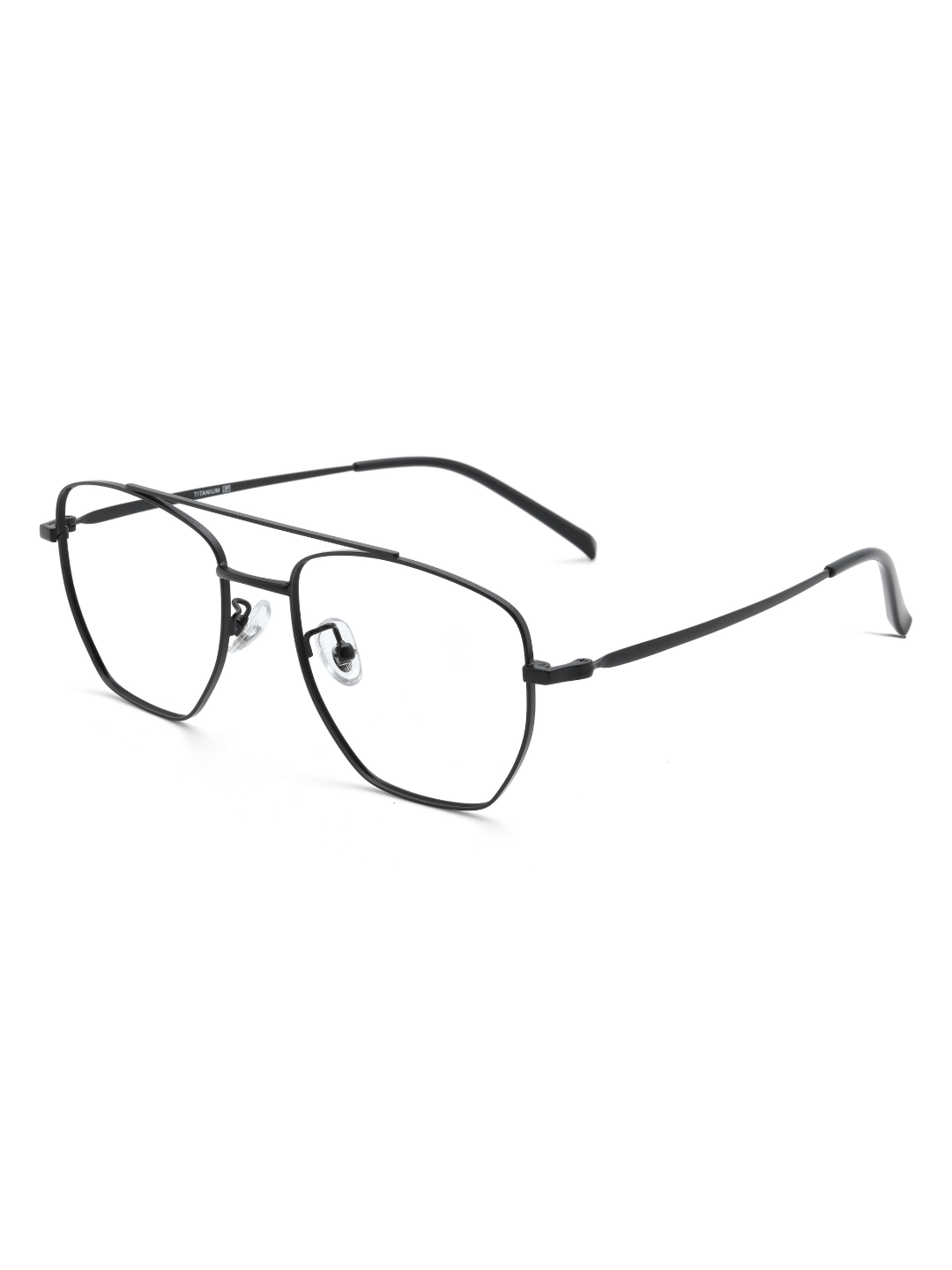 Aviator Brille Rotterdam aus Titanium in Schwarz, Schrägansicht (45 Grad)