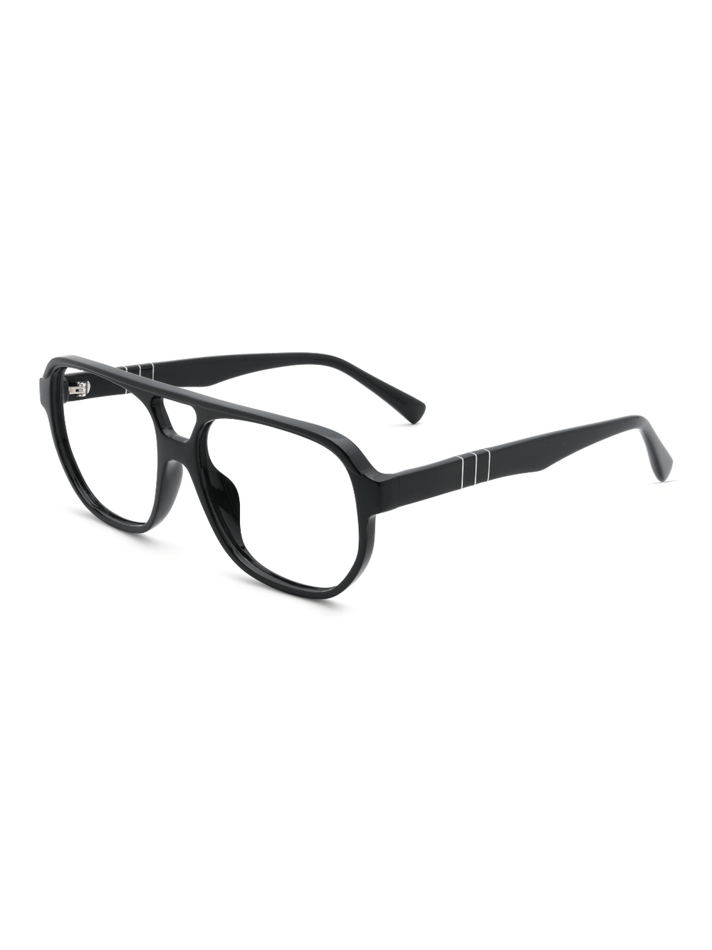 Aviator Brille Verona aus Acetat in Schwarz, Schrägansicht (45 Grad)