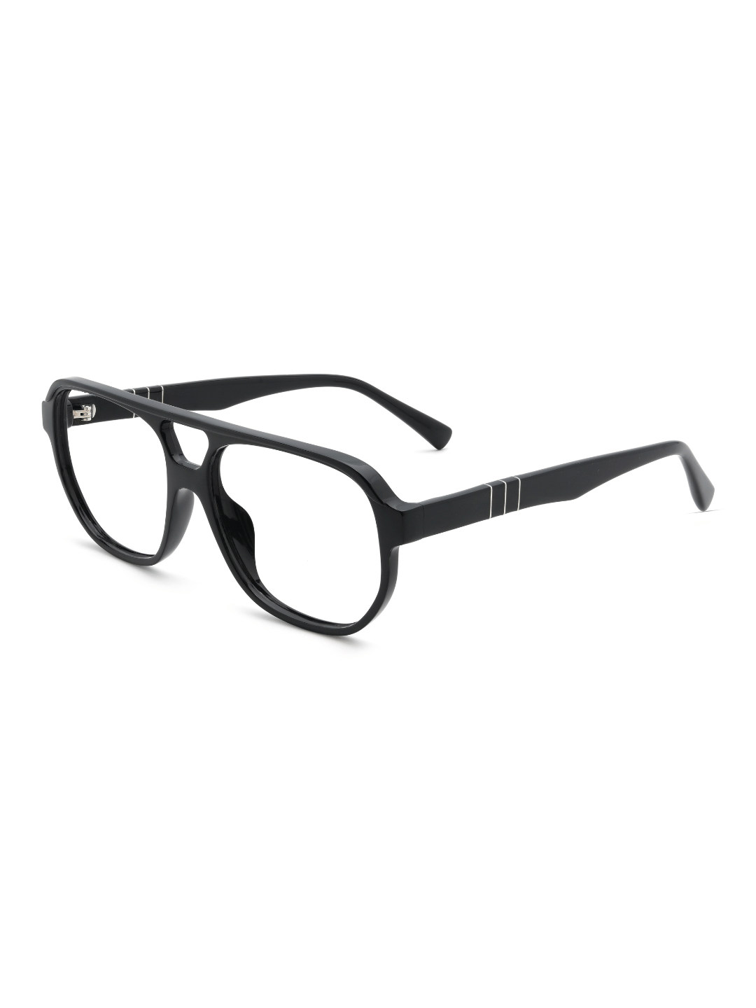 Aviator Brille Verona aus Acetat in Schwarz, Schrägansicht (45 Grad)