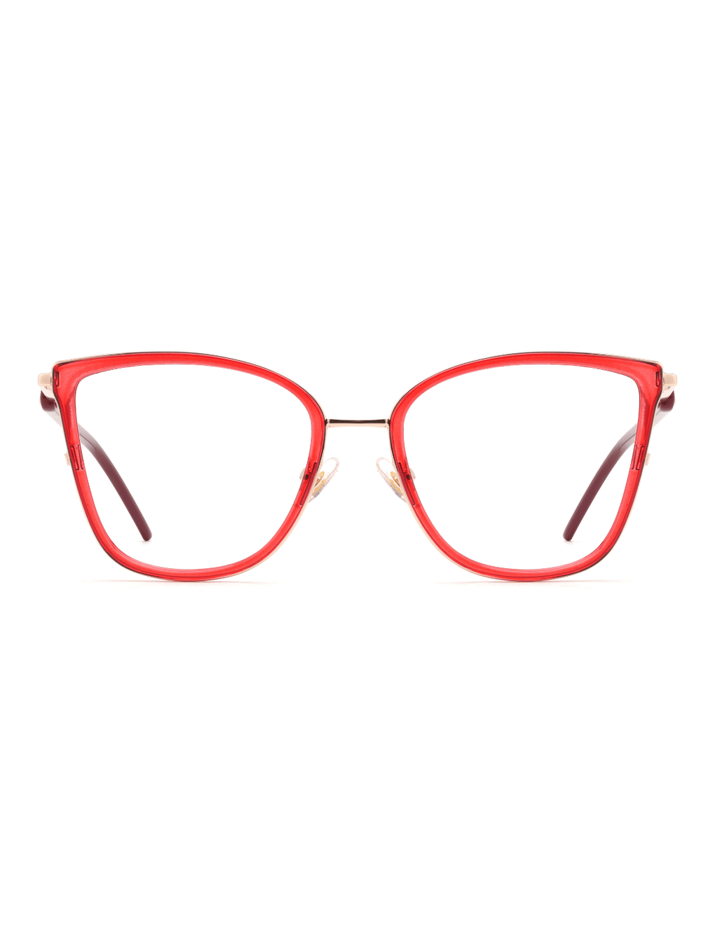 Cat Eye Brille Braga aus Metall und TR90 in Rot, Frontalansicht