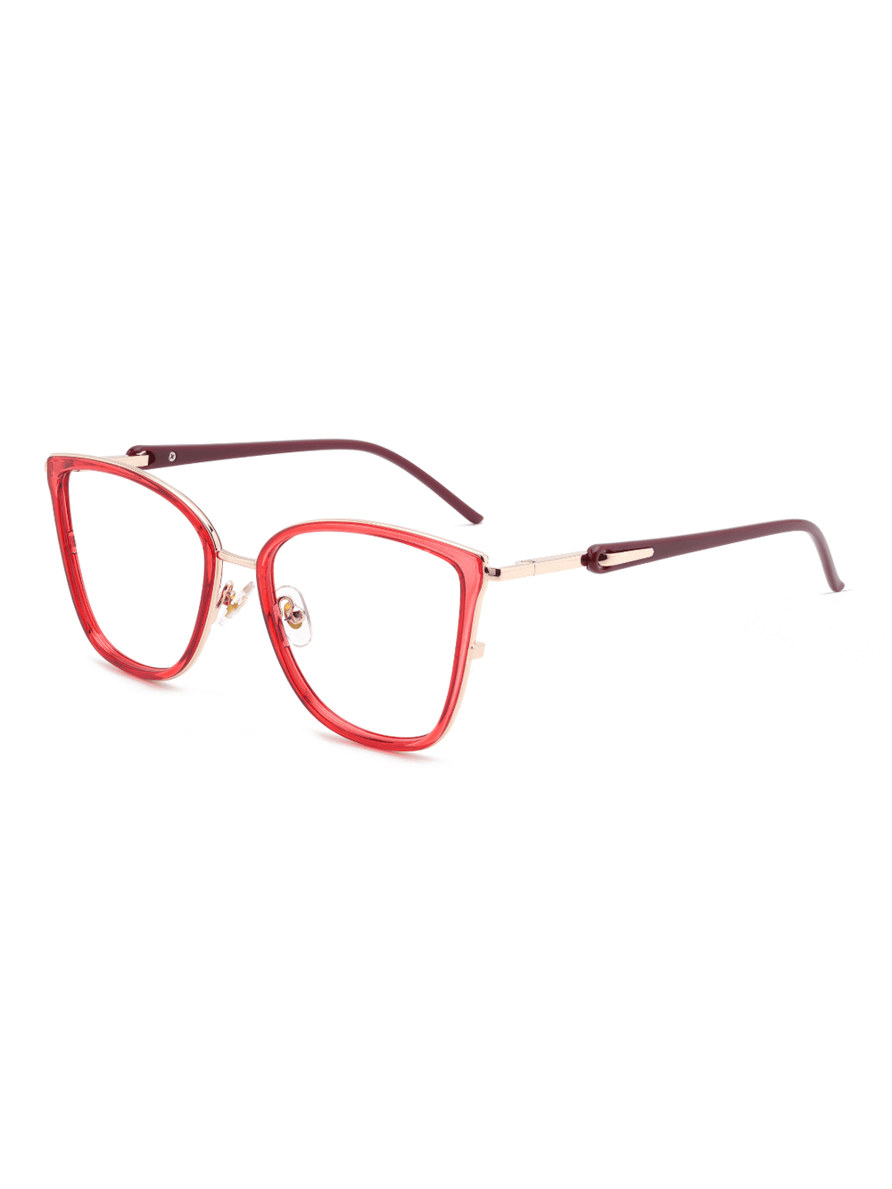 Cat Eye Brille Braga aus Metall und TR90 in Rot, Schrägansicht (45 Grad)