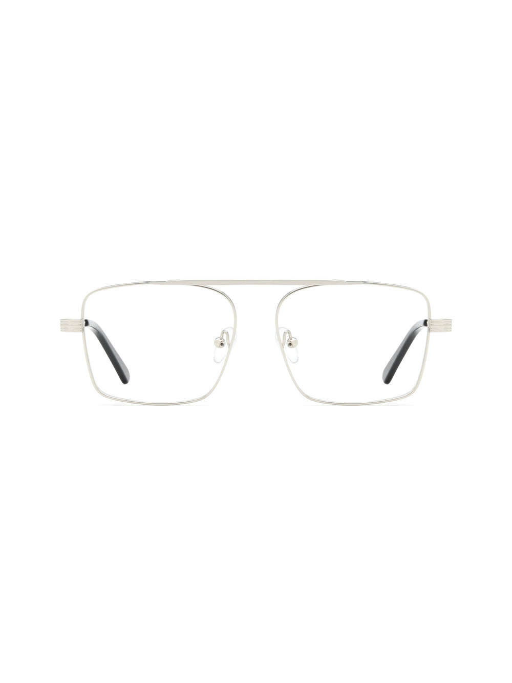 Rechteckige leichte Metallbrille Siena in Silber, Frontalansicht