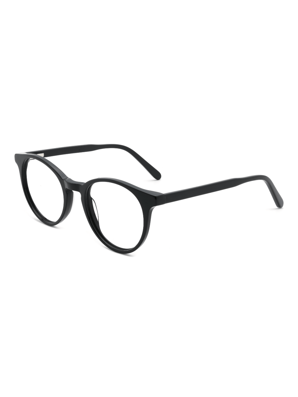 Panto Brille Brügge aus Acetat in Schwarz, Schrägansicht (45 Grad)