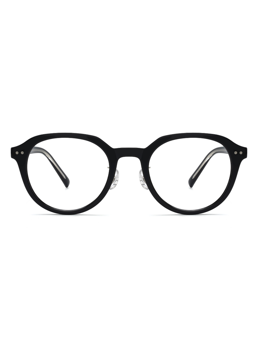 Panto Brille Dubrovnik aus Acetat in Schwarz, Frontalansicht