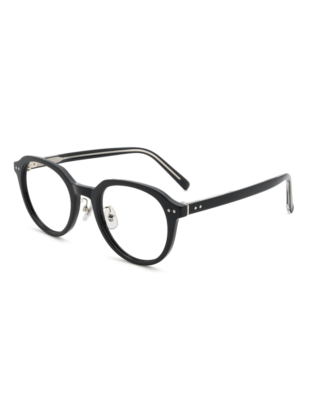 Panto Brille Dubrovnik aus Acetat in Schwarz, Schrägansicht (45 Grad)