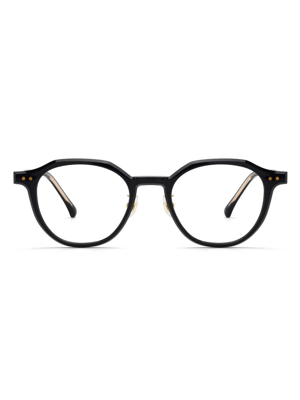 Panto Brille Gent aus TR90 und Acetat in Schwarz, Frontalansicht