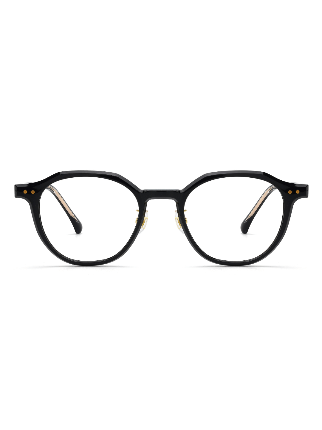 Panto Brille Gent aus TR90 und Acetat in Schwarz, Frontalansicht