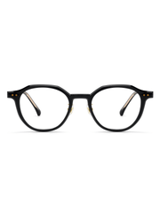 Panto Brille Gent aus TR90 und Acetat in Schwarz, Frontalansicht