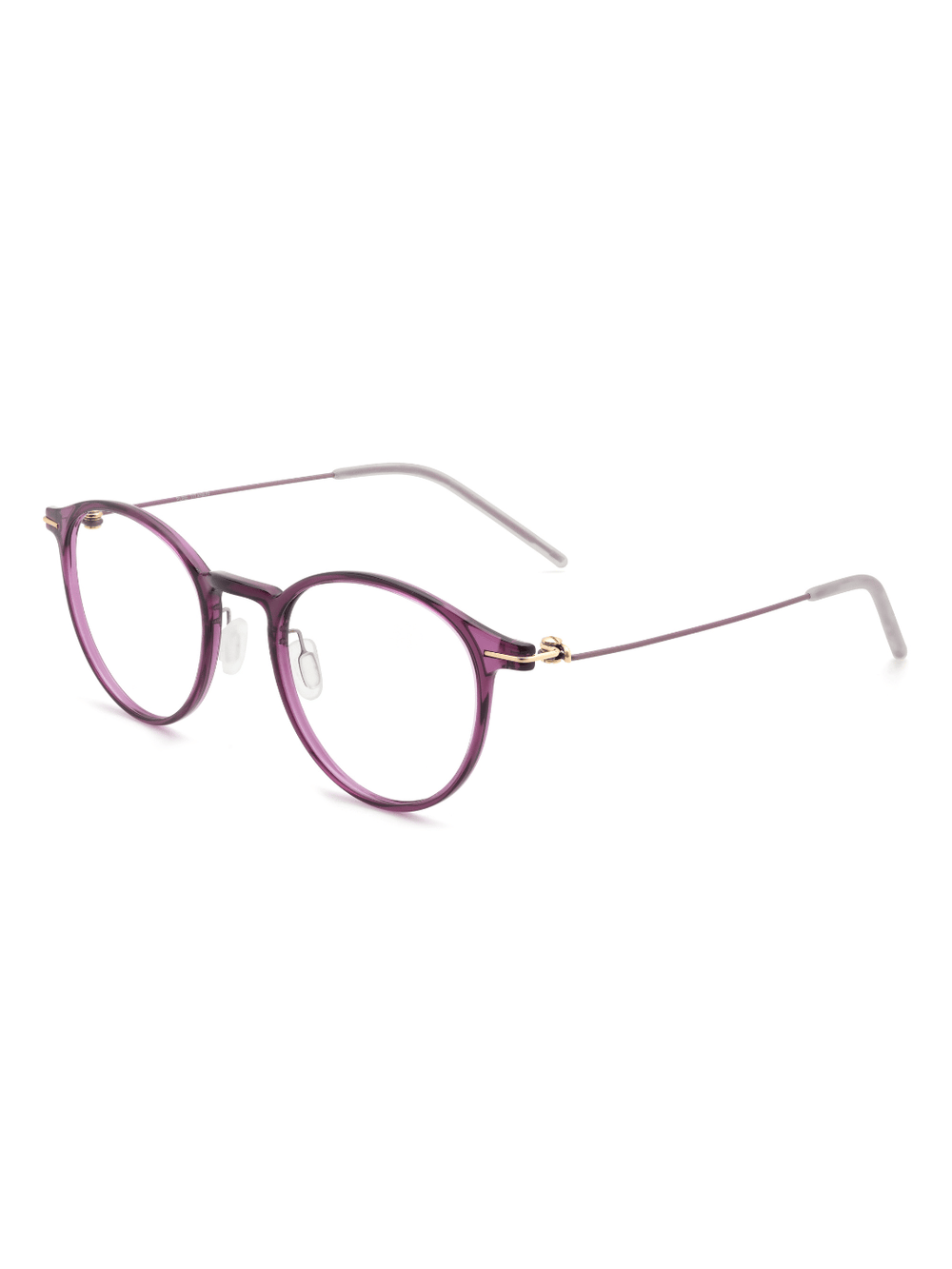 Panto Brille Lille aus Titanium in Lila, Schrägansicht (45 Grad)