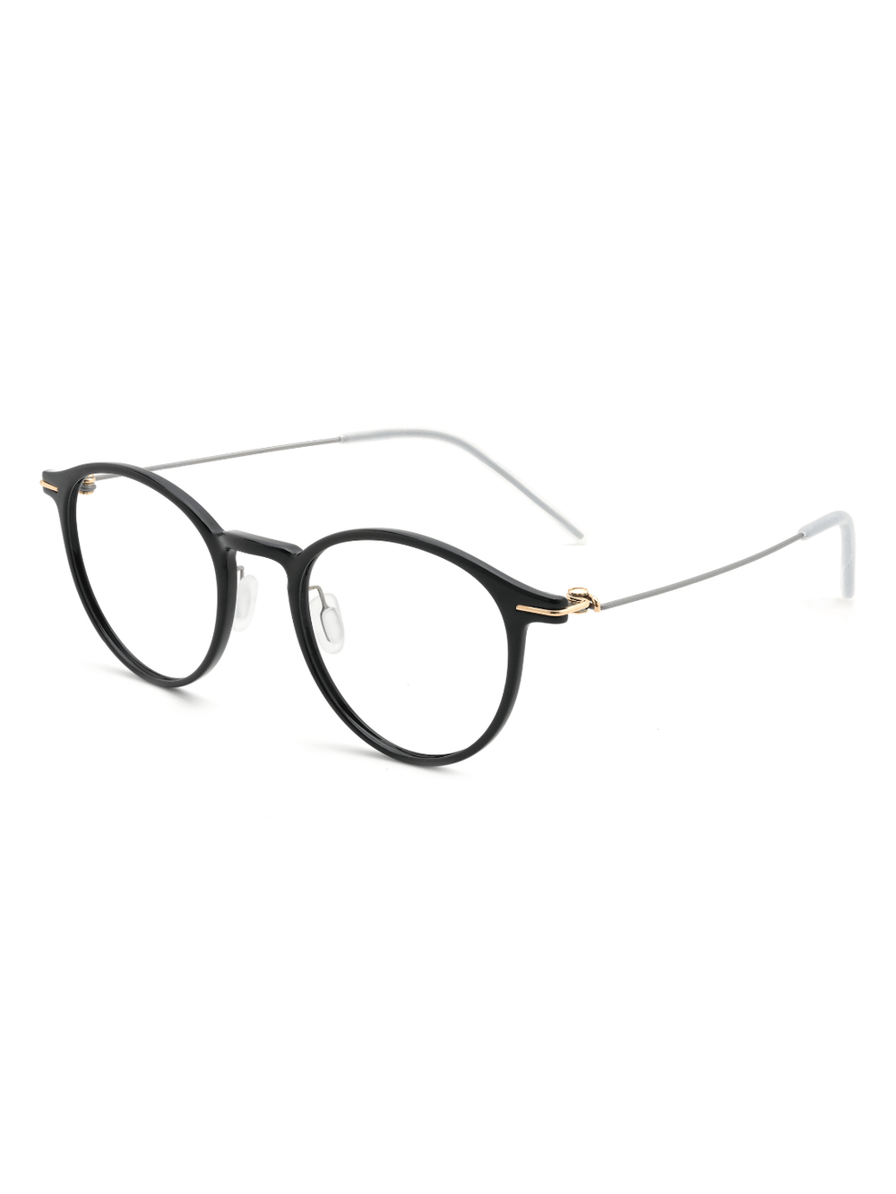 Panto Brille Lille aus Titanium in Schwarz, Schrägansicht (45 Grad)