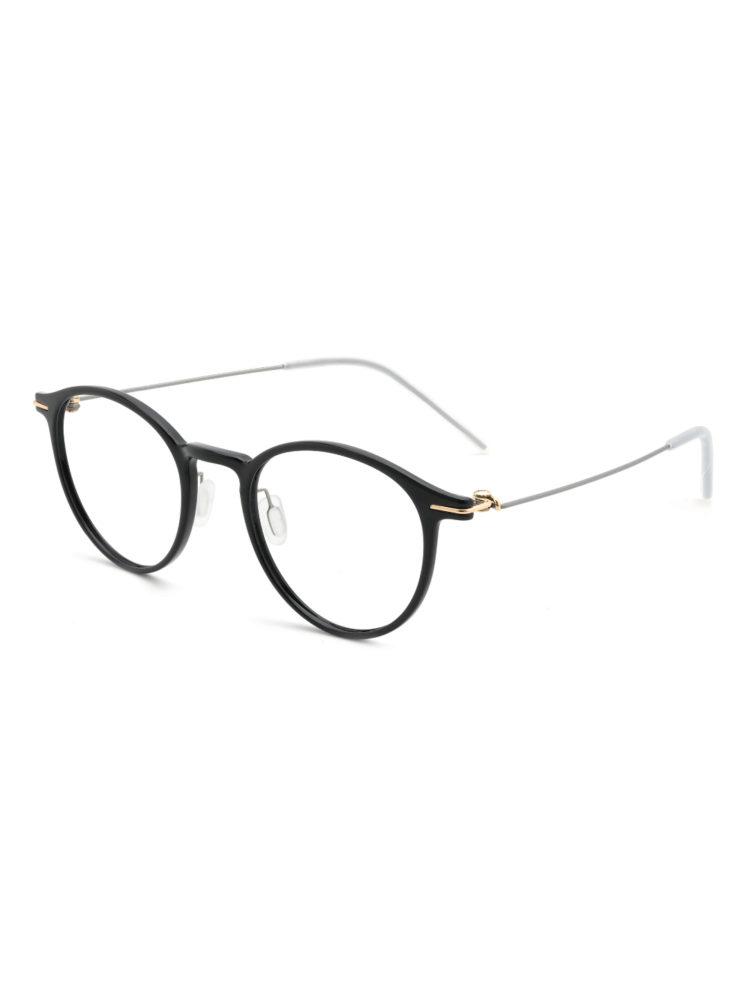 Panto Brille Lille aus Titanium in Schwarz, Schrägansicht (45 Grad)