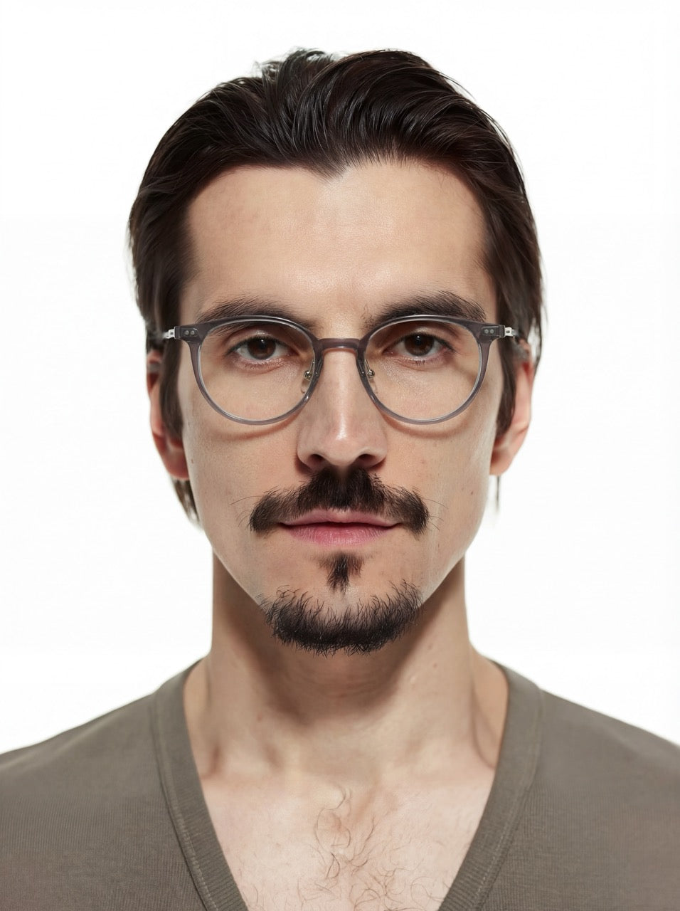 Mann trägt Panto Brille Valencia in Blau