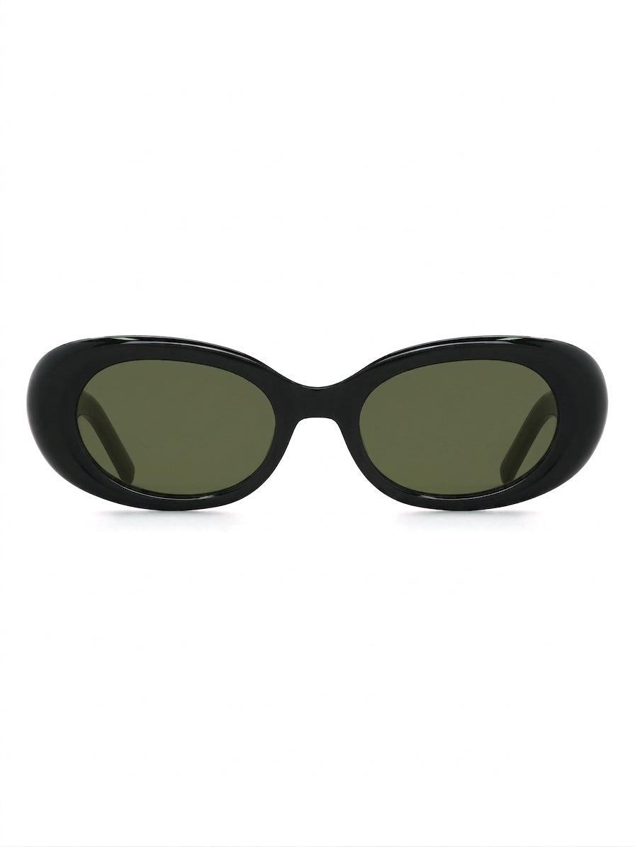 Porto Sonnenbrille Midnight Black mit grüner Tönung