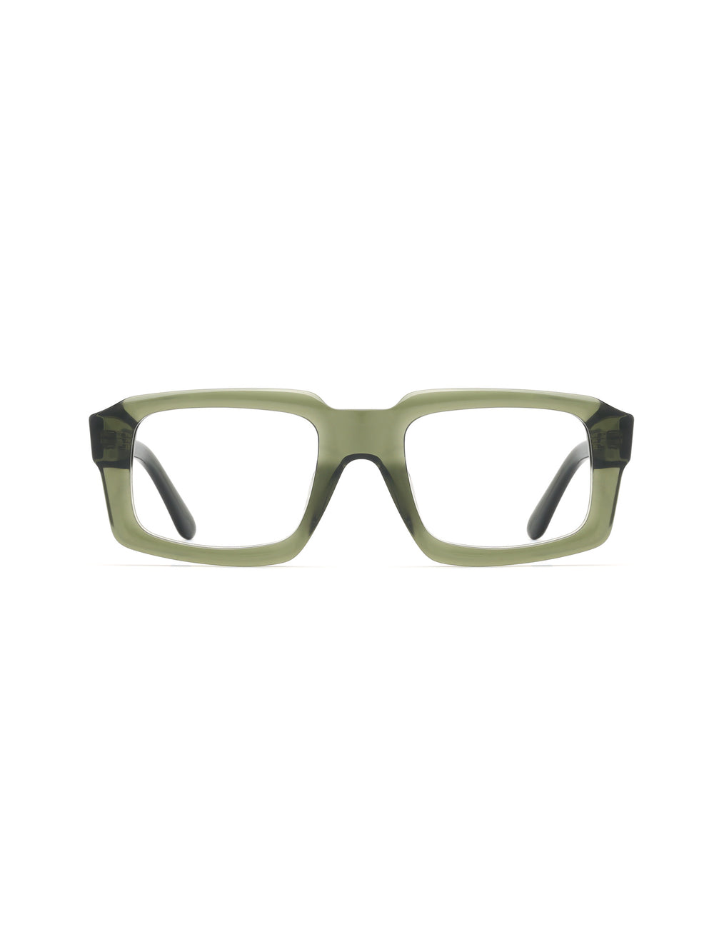 Rechteckige Acetatbrille Zaragoza in Olivgrün, Frontalansicht