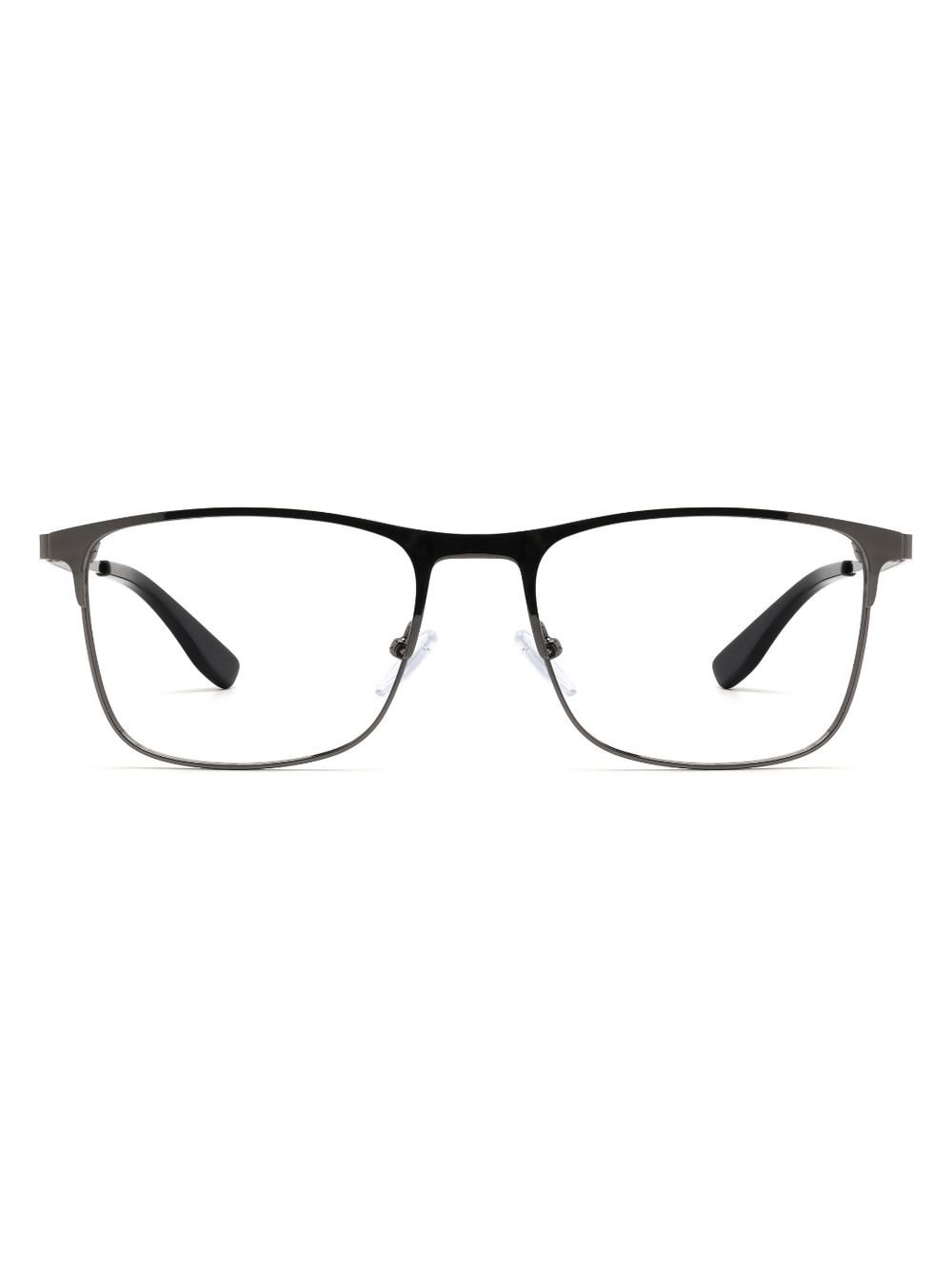 Rechteckige Brille Bergen aus Metall in Grau, Frontalansicht