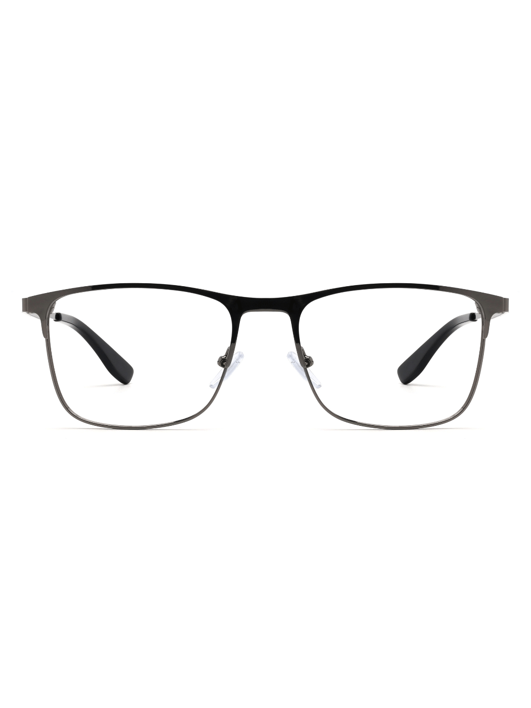 Rechteckige Brille Bergen aus Metall in Grau, Frontalansicht