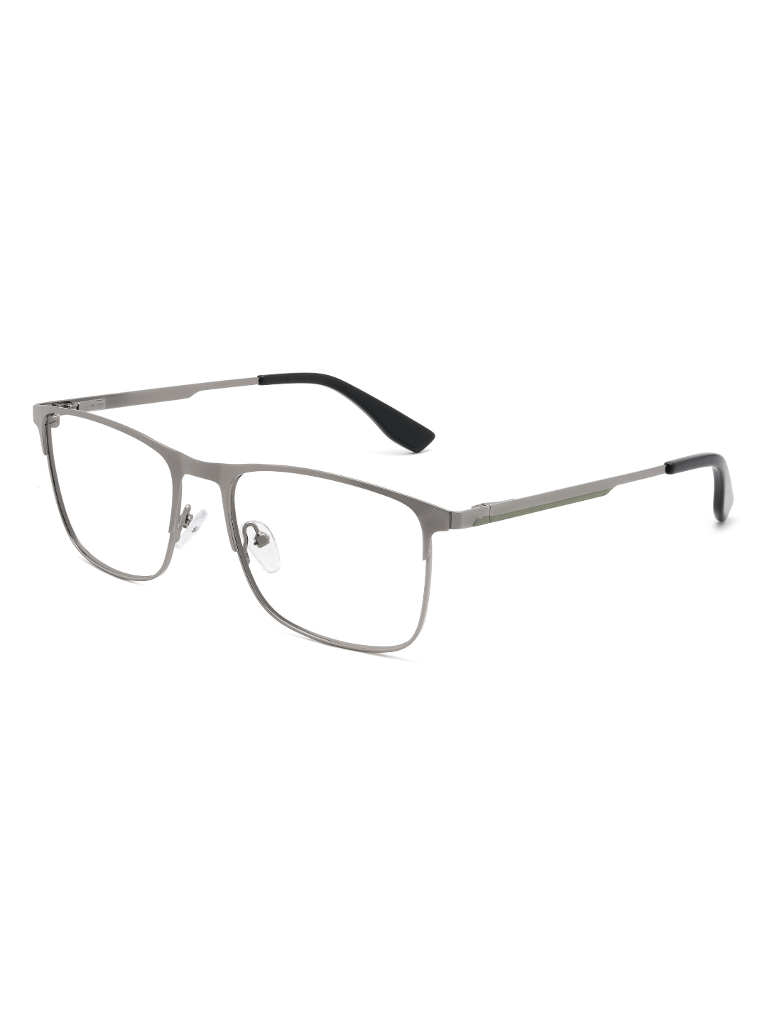 Rechteckige Brille Bergen aus Metall in Grau, Schrägansicht (45 Grad)