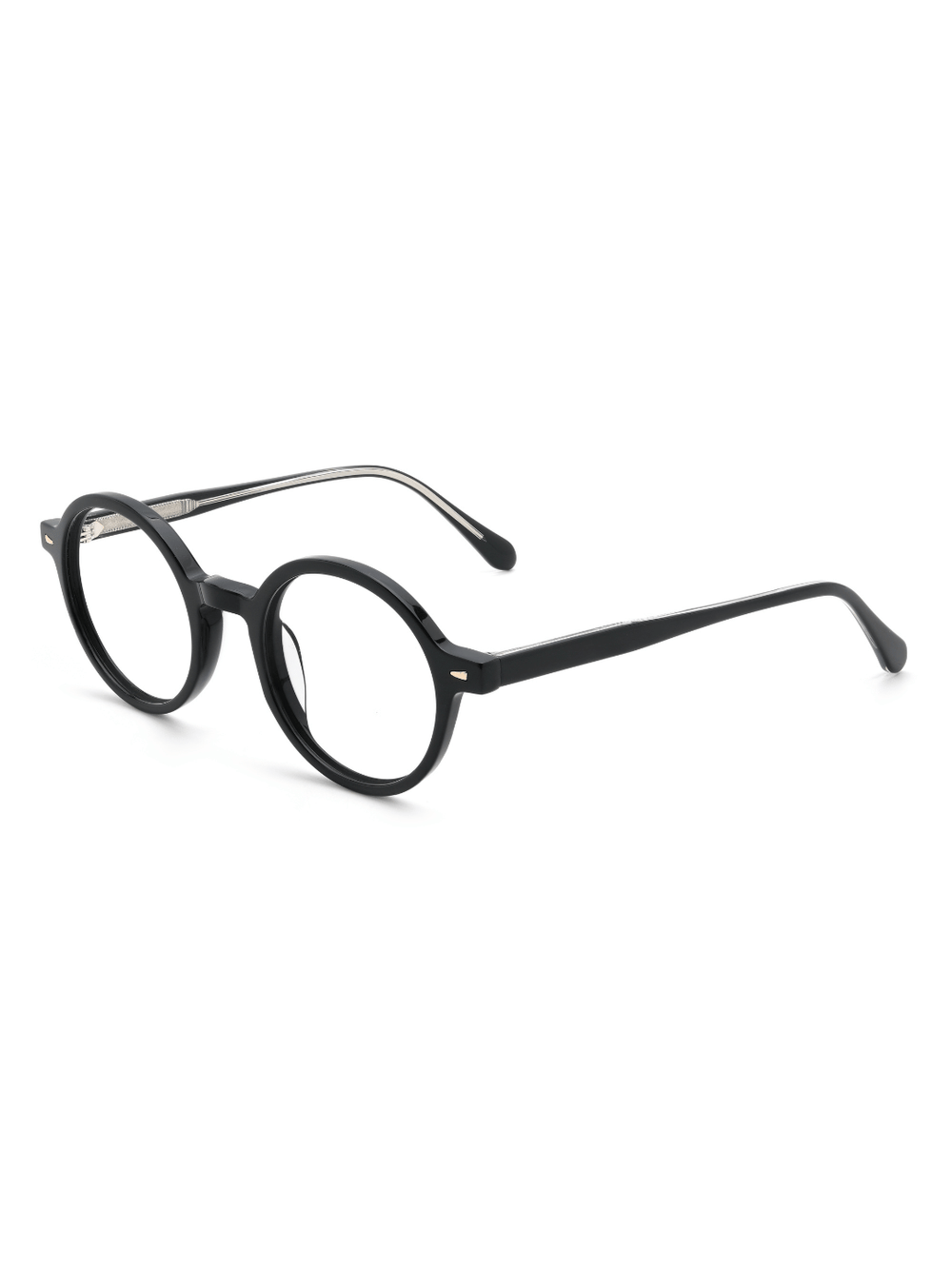 Runde Brille Tallinn aus Acetat in Schwarz, Schrägansicht (45 Grad)