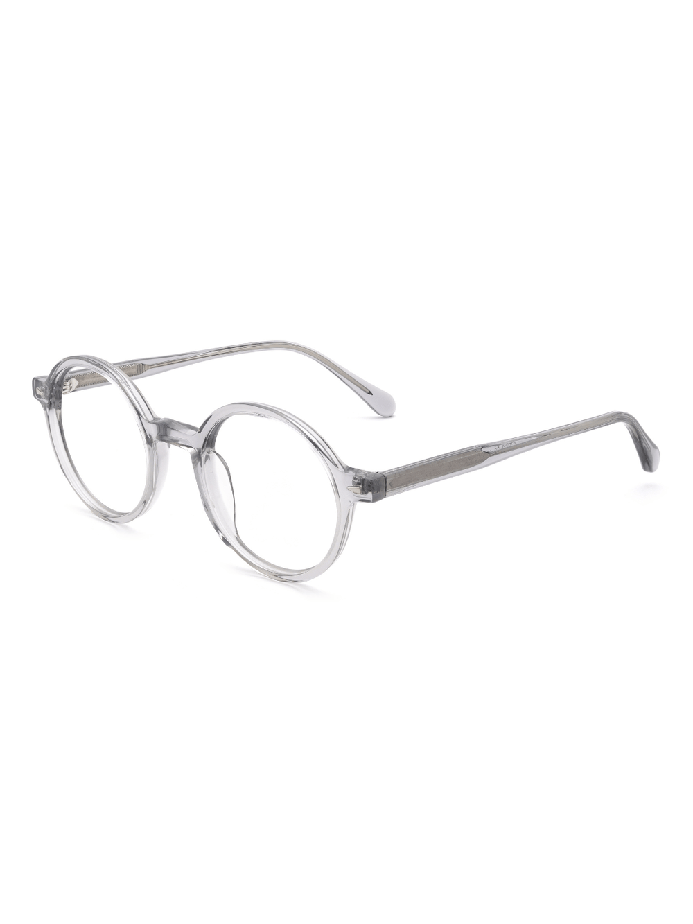 Runde Brille Tallinn aus Acetat in Transparent Grau, Schrägansicht (45 Grad)