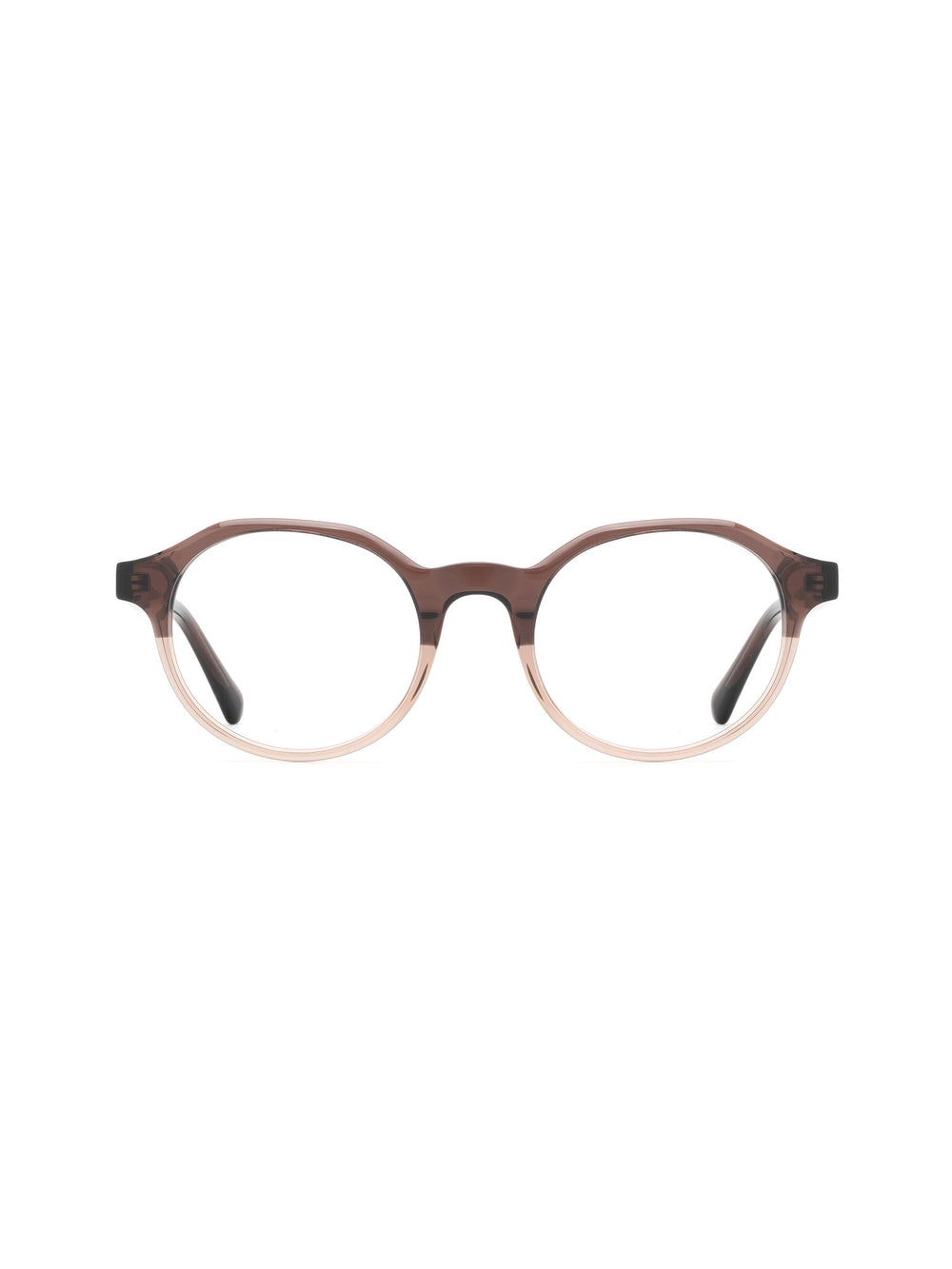 Runde Brille Zadar aus Acetat in Braun/Transparent, Frontalansicht