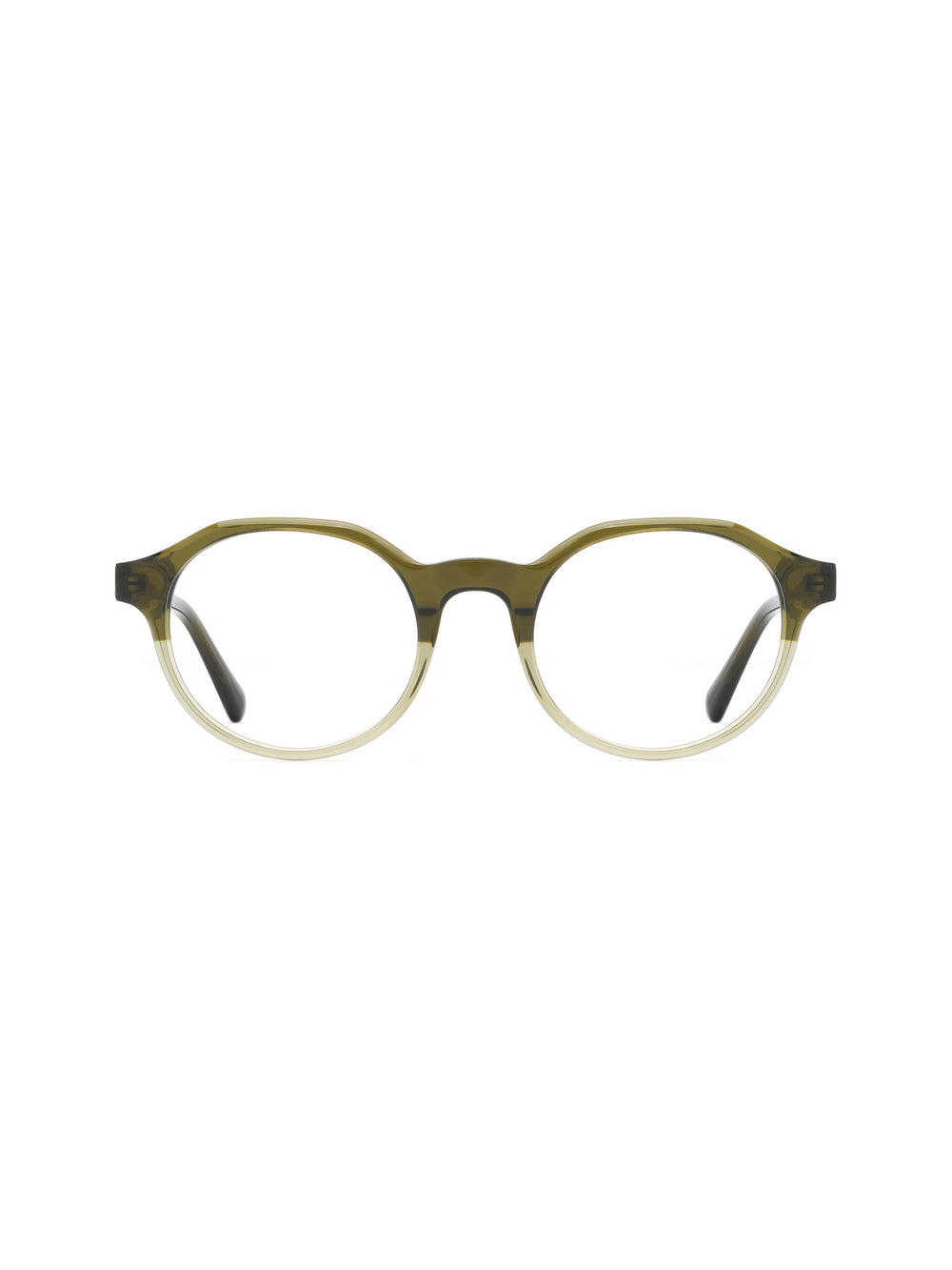 Runde Brille Zadar aus Acetat in Grün/Transparent, Frontalansicht