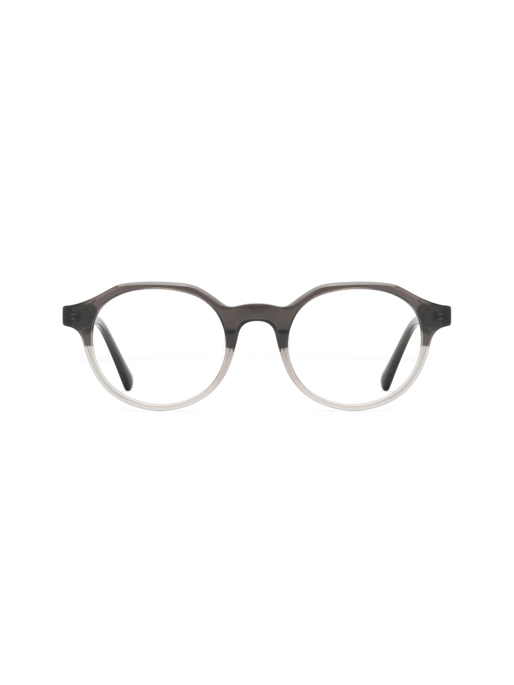Runde Brille Zadar aus Acetat in Schwarz/Transparent, Frontalansicht