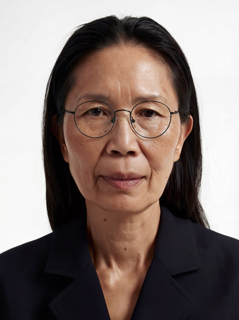 Ältere Dame trägt runde Windsor Brille Aarhus aus TR90 in Schwarz